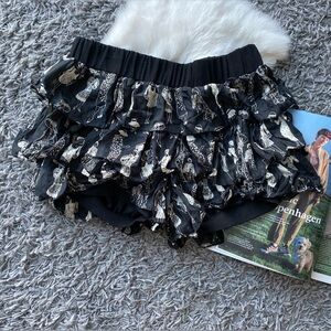 Fa&Pa Silk Ruffle Mini Shorts